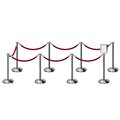 Montour Line Stanchion Post & Rope Kit Pol.Steel, 8FlatTop 7Maroon Rope 8.5x11V Sign C-Kit-7-PS-FL-1-Tapped-1-8511-V-7-PVR-MN-PS